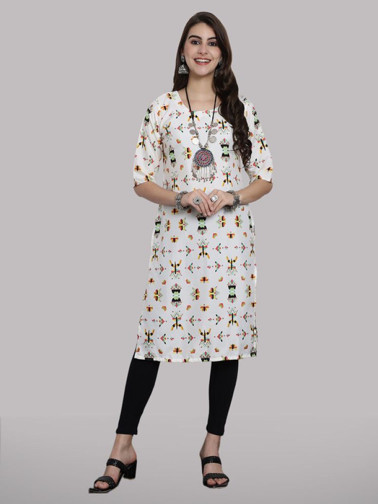     			1 Stop Fashion Pack of 1 Crepe Printed Straight Women's Kurti - ( off White )