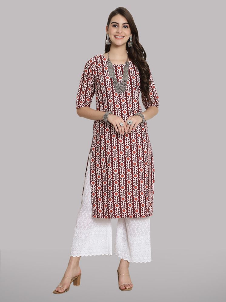     			1 Stop Fashion Pack of 1 Crepe Printed Straight Women's Kurti - ( Maroon )