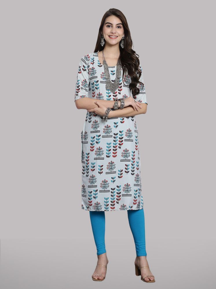     			1 Stop Fashion Pack of 1 Crepe Printed Straight Women's Kurti - ( Grey )