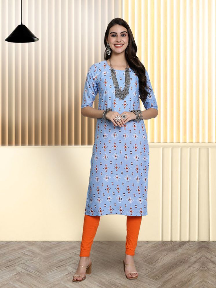     			1 Stop Fashion Pack of 2 Crepe Printed Straight Women's Kurti - ( Blue )