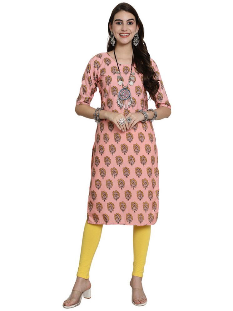     			1 Stop Fashion Pack of 1 Crepe Printed Straight Women's Kurti - ( Pink )