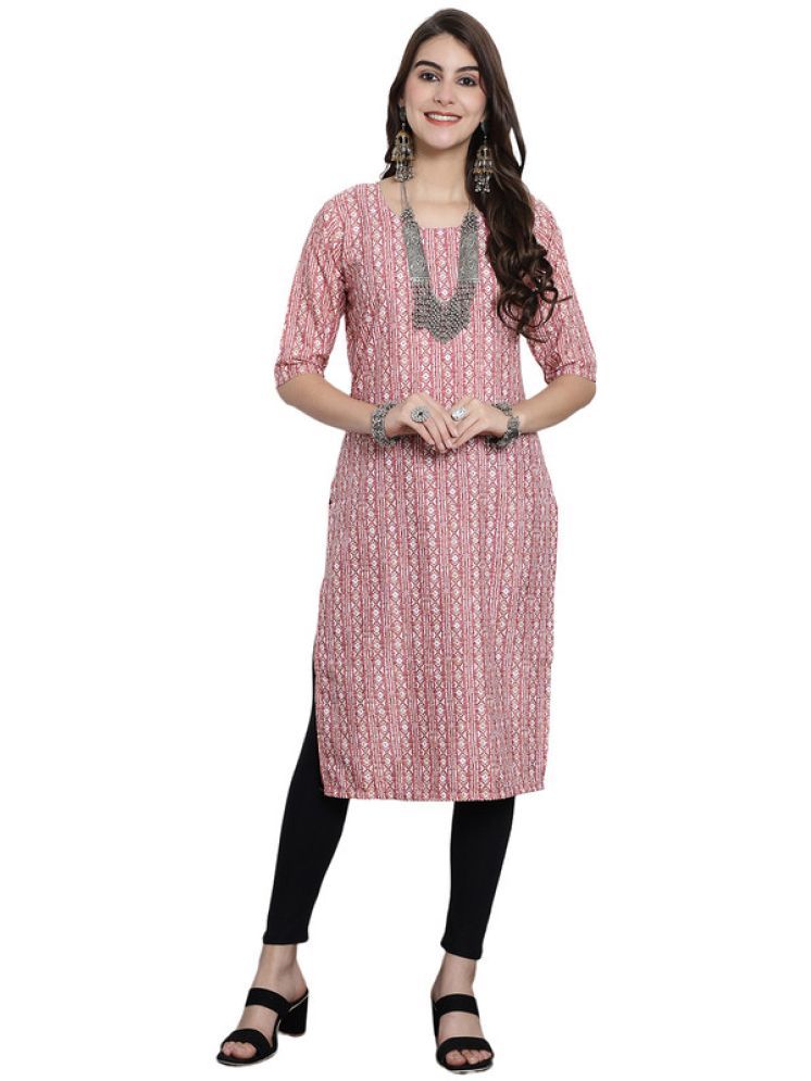     			1 Stop Fashion Pack of 1 Crepe Printed Straight Women's Kurti - ( Pink )