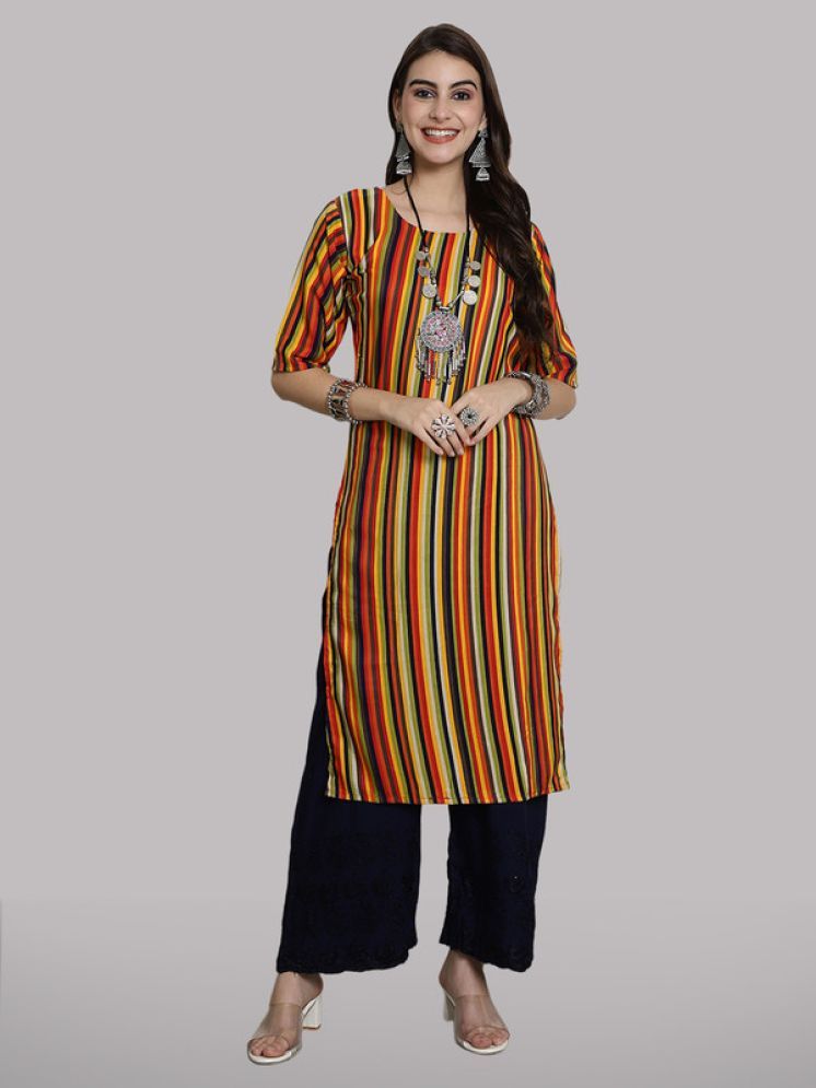     			1 Stop Fashion Pack of 1 Crepe Striped Straight Women's Kurti - ( Multicoloured )