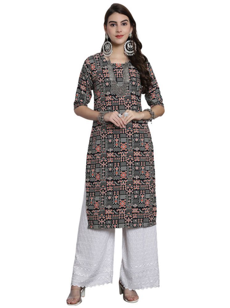     			1 Stop Fashion Pack of 1 Crepe Printed Straight Women's Kurti - ( Orange )