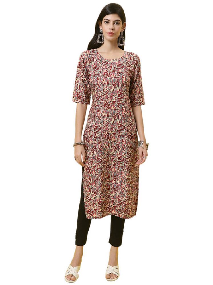     			1 Stop Fashion Pack of 1 Crepe Printed Straight Women's Kurti - ( Maroon )