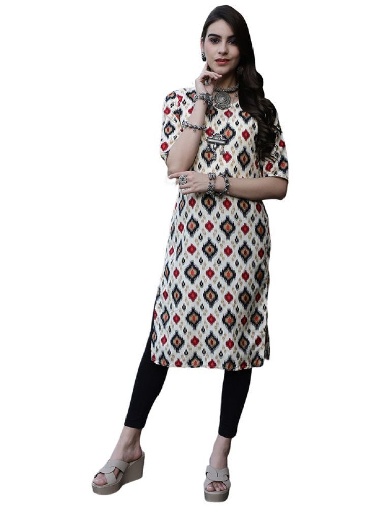     			1 Stop Fashion Pack of 1 Crepe Printed Straight Women's Kurti - ( White )