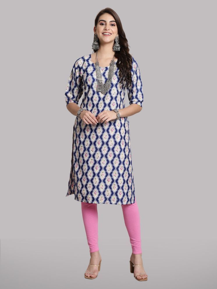     			1 Stop Fashion Pack of 1 Crepe Printed Straight Women's Kurti - ( Navy )