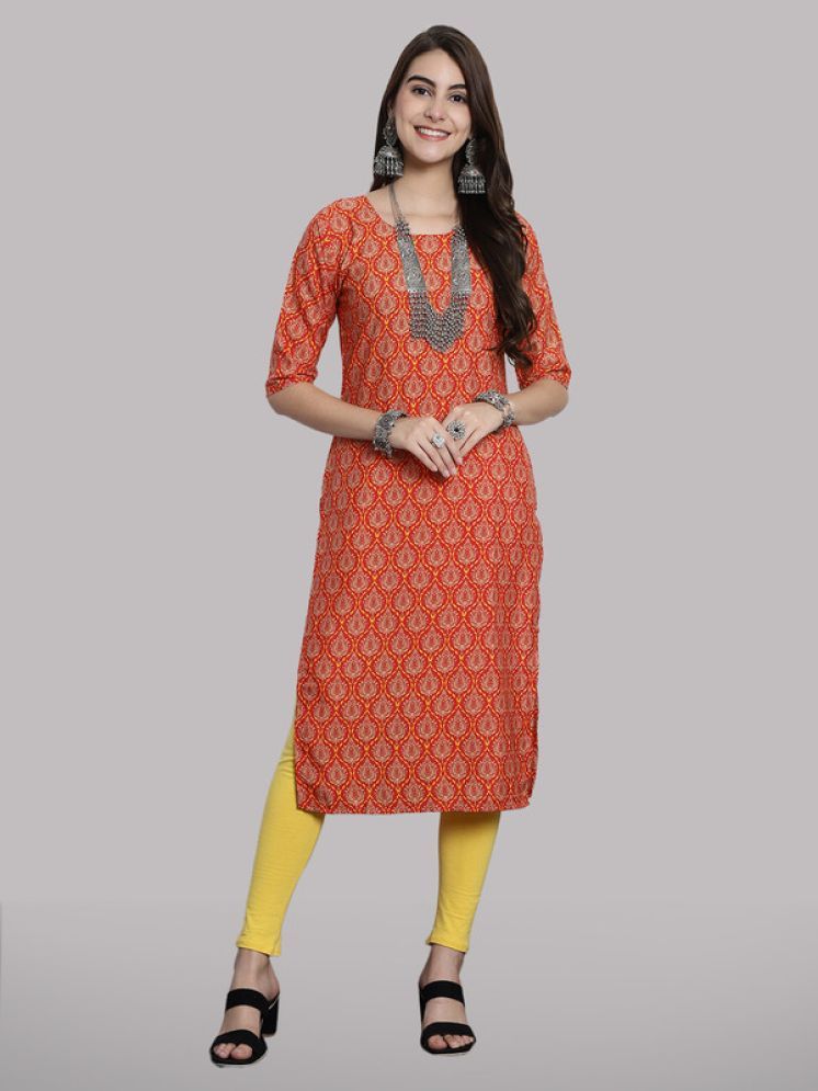     			1 Stop Fashion Pack of 1 Crepe Printed Straight Women's Kurti - ( Fluorescent Orange )