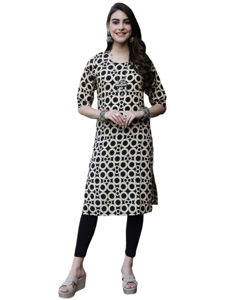     			1 Stop Fashion Pack of 1 Crepe Printed Straight Women's Kurti - ( Black )