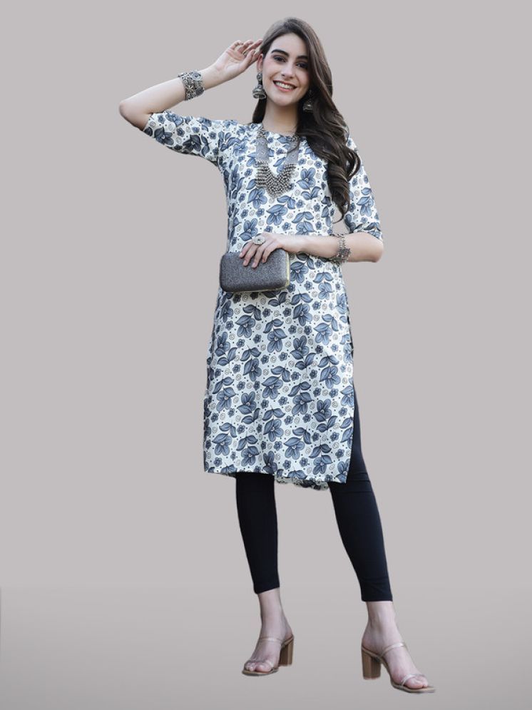     			1 Stop Fashion Pack of 1 Crepe Printed Nayra Women's Kurti - ( Grey )