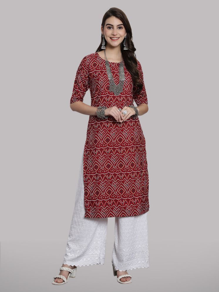     			1 Stop Fashion Pack of 1 Crepe Printed Straight Women's Kurti - ( Maroon )