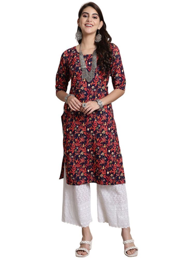     			1 Stop Fashion Pack of 1 Crepe Printed Straight Women's Kurti - ( Red )