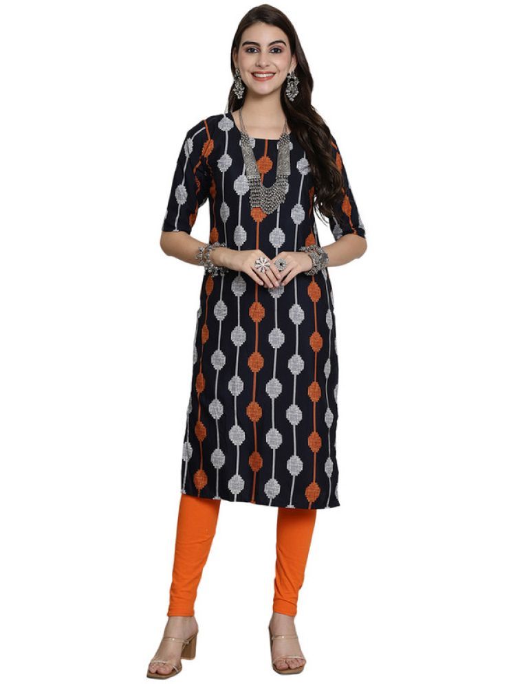     			1 Stop Fashion Pack of 1 Crepe Printed Straight Women's Kurti - ( Black )