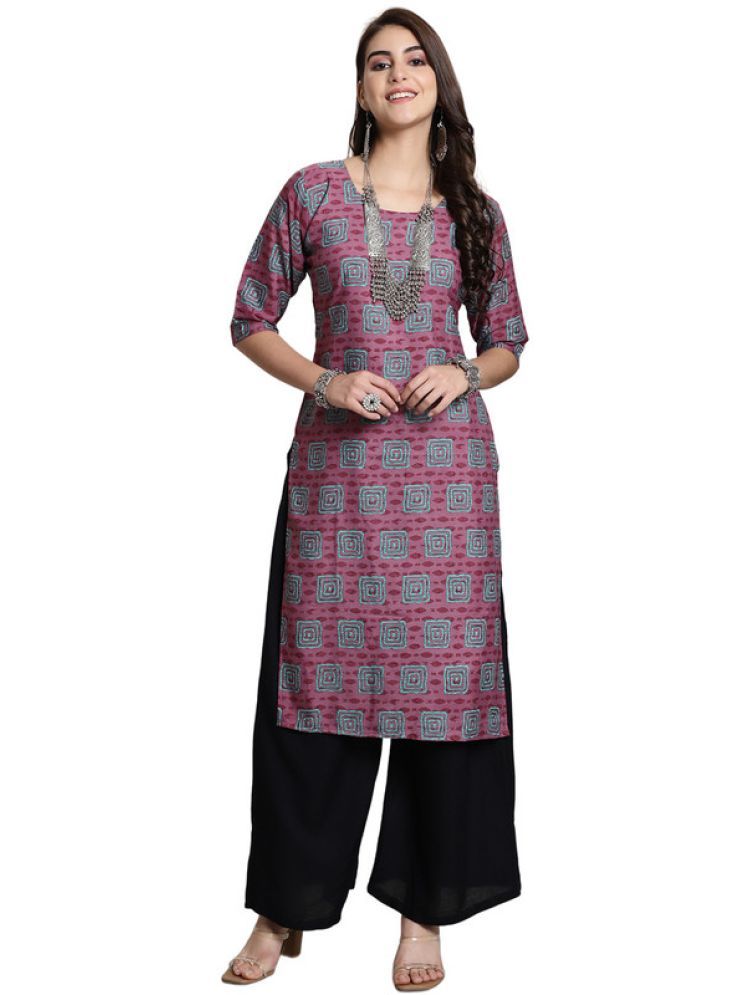     			1 Stop Fashion Pack of 1 Crepe Printed Straight Women's Kurti - ( Multicolor3 )