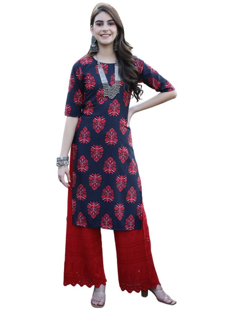     			1 Stop Fashion Pack of 1 Crepe Printed Straight Women's Kurti - ( Red )