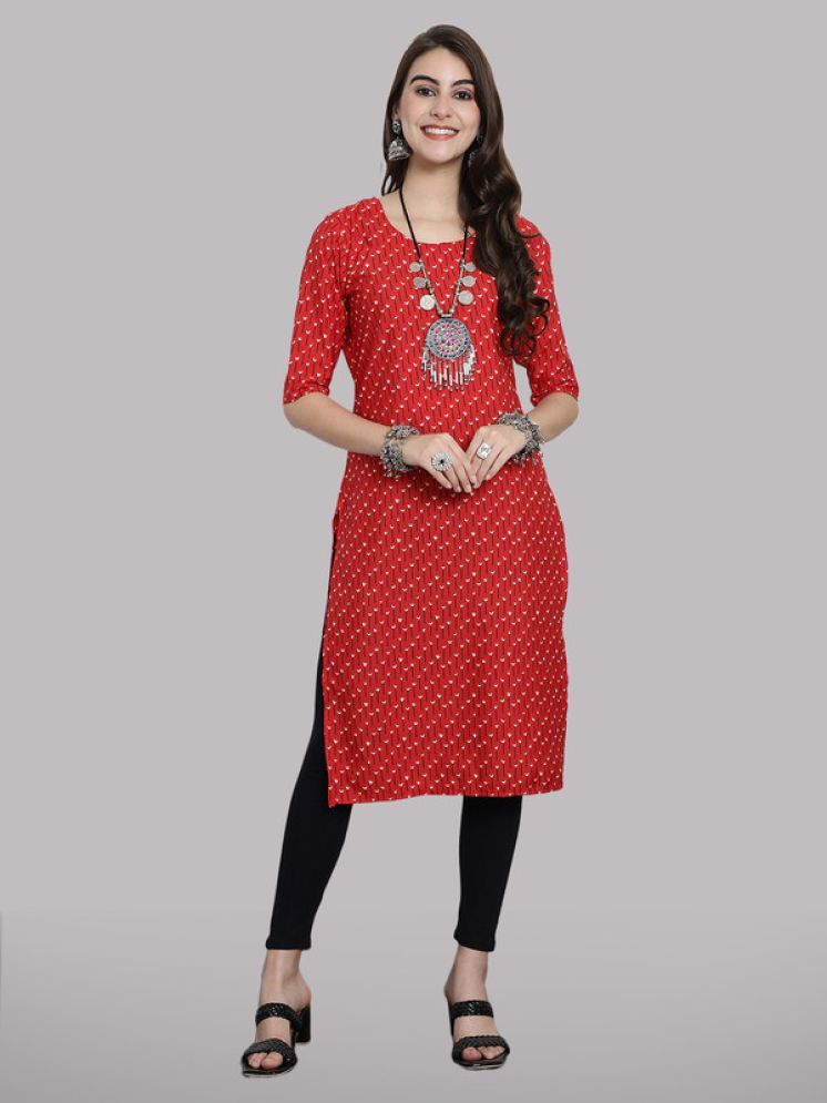     			1 Stop Fashion Pack of 1 Crepe Printed Straight Women's Kurti - ( Fluorescent Orange )