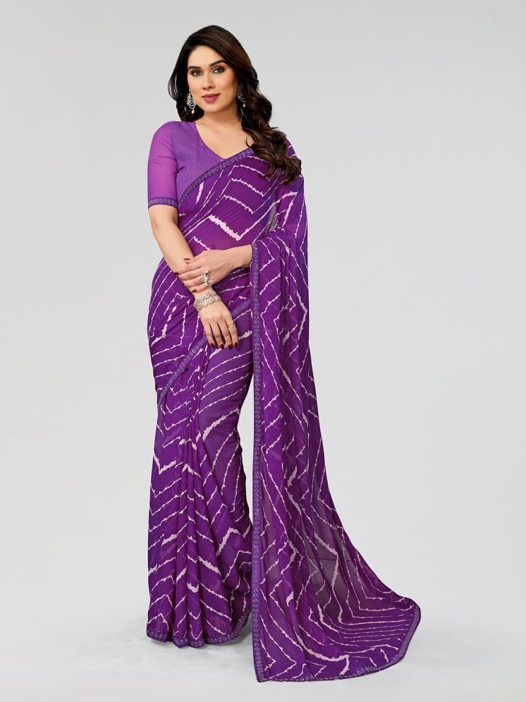     			ANAND SAREES Pack of 1 Georgette Printed Saree With Blouse Piece ( Purple )