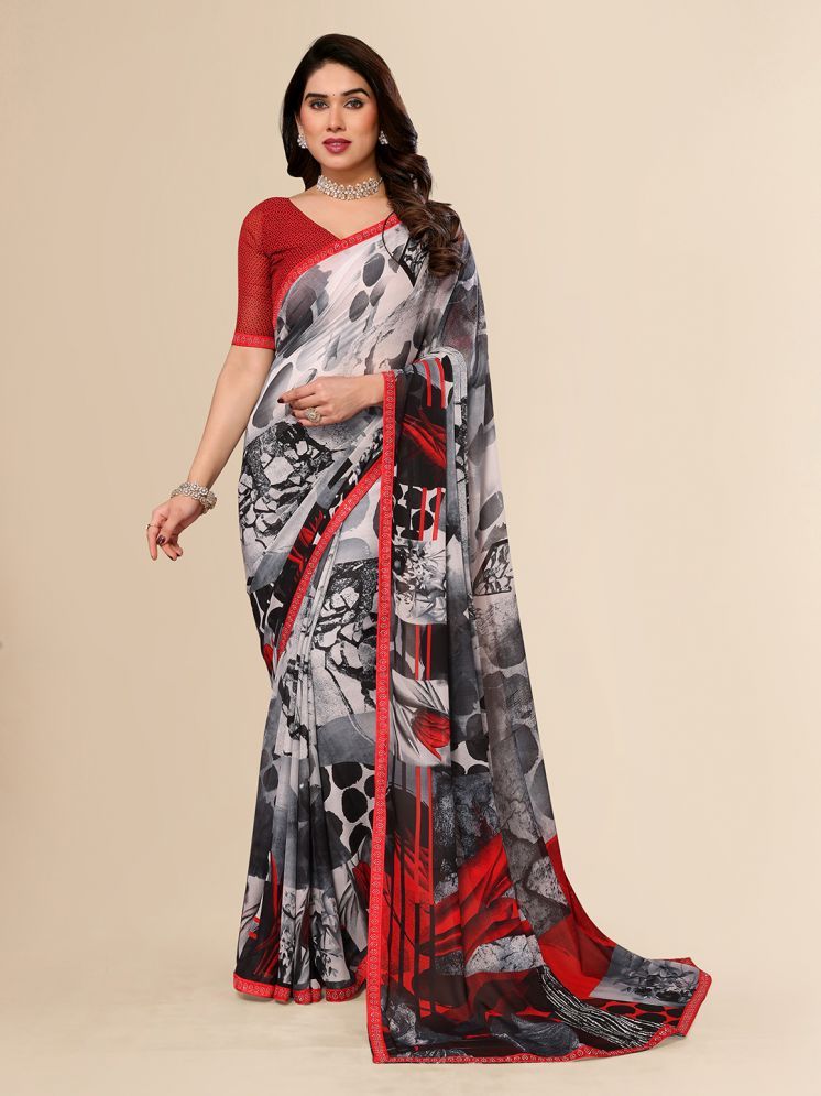     			ANAND SAREES Pack of 1 Georgette Printed Saree With Blouse Piece ( Grey )