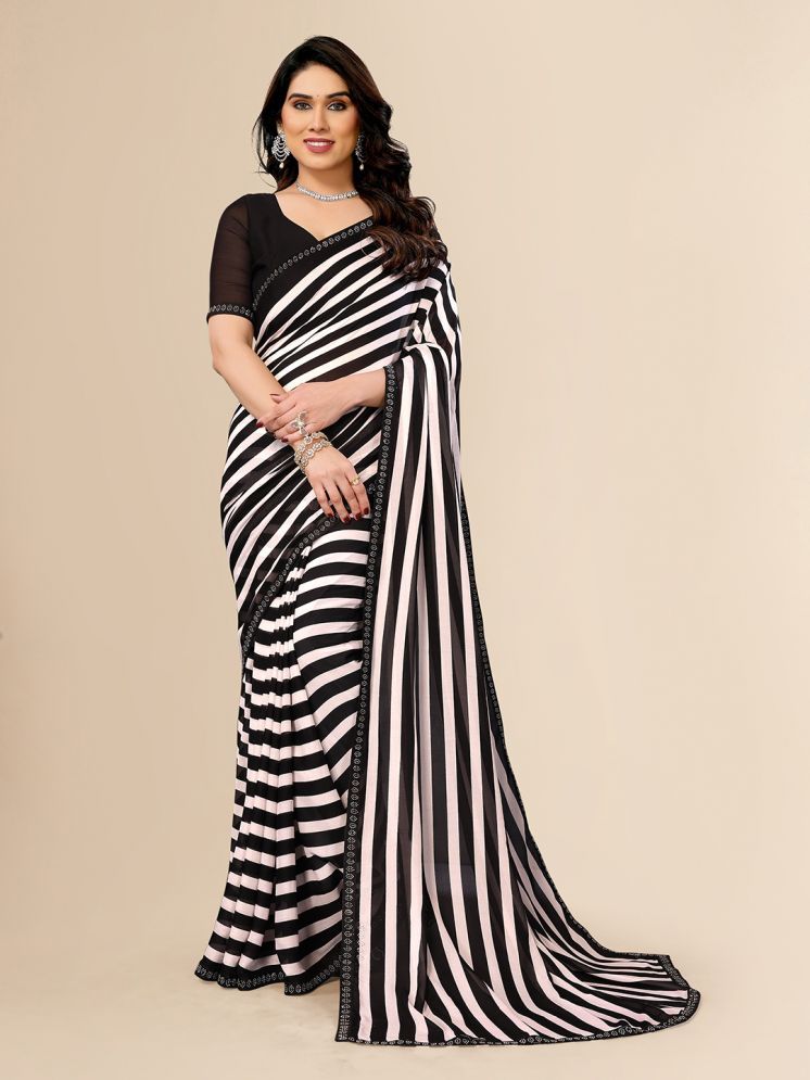     			Kashvi Sarees Pack of 1 Georgette Striped Saree With Blouse Piece ( Black )