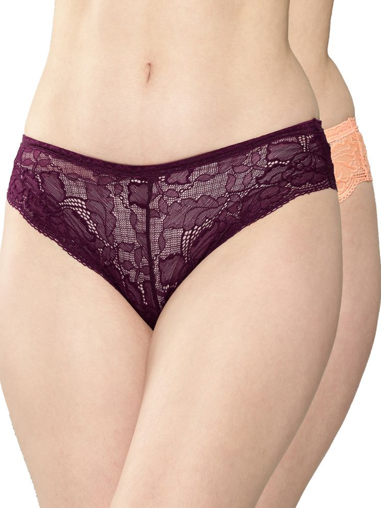     			Leading Lady Pack of 2 Nylon Bikini For Women ( Burgundy )