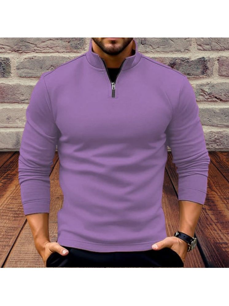     			Lecowar Fleece High Neck Men's Sweatshirt - Purple ( Pack of 1 )