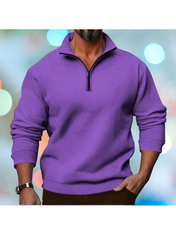     			Lecowar Fleece High Neck Men's Sweatshirt - Purple ( Pack of 1 )