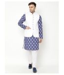 Hangup - Blue Cotton Blend Regular Fit Men's Kurta Pyjama Set ( Pack of 1 )