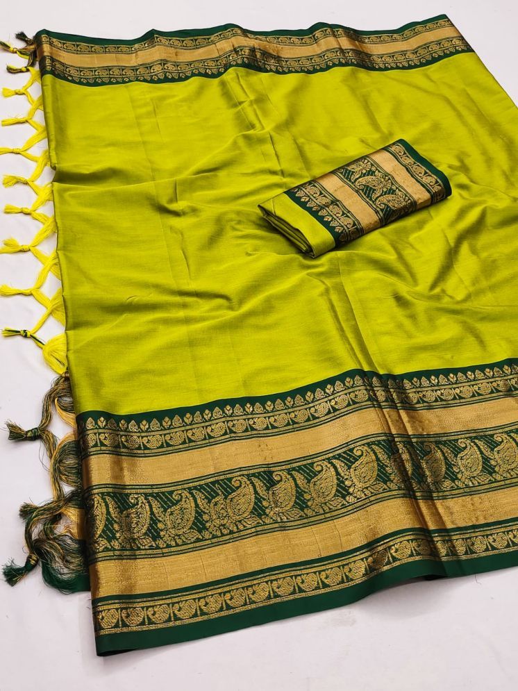     			Any Fab Pack of 1 Banarasi Silk Embroidered Saree With Blouse Piece ( Olive )