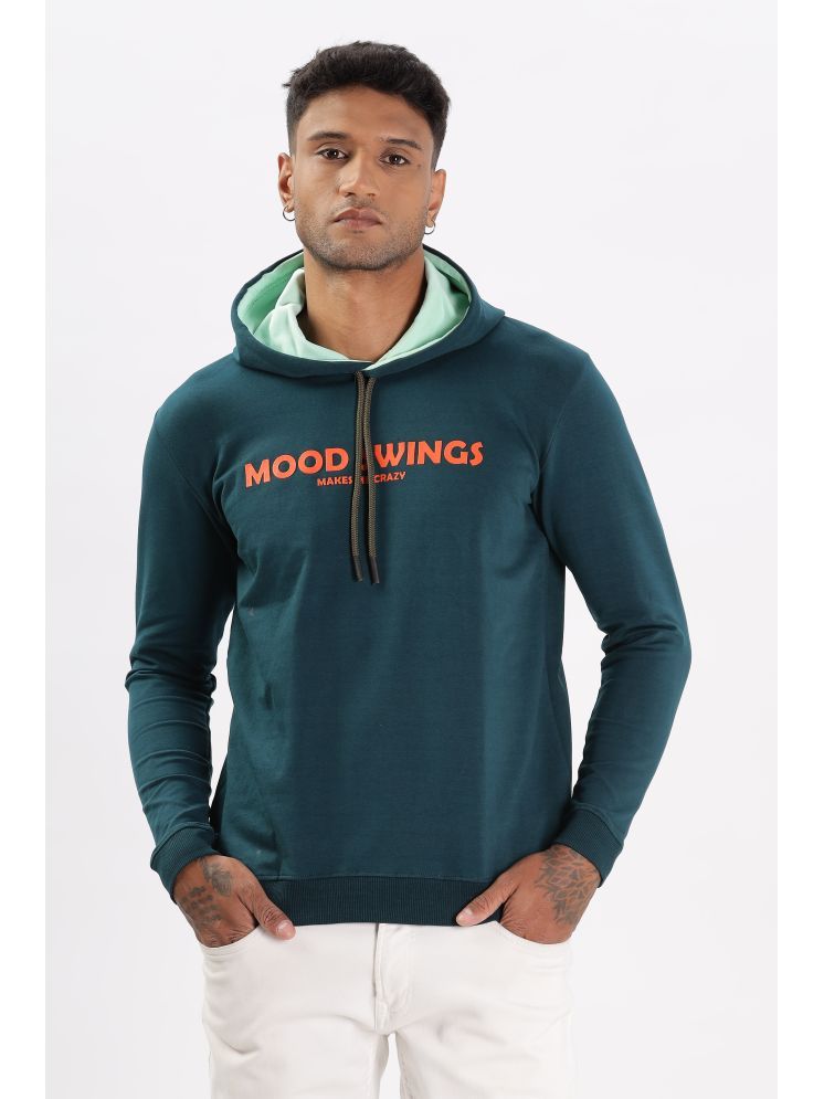     			COLOR HUNT Cotton Blend Hooded Men's Sweatshirt - Teal ( Pack of 1 )