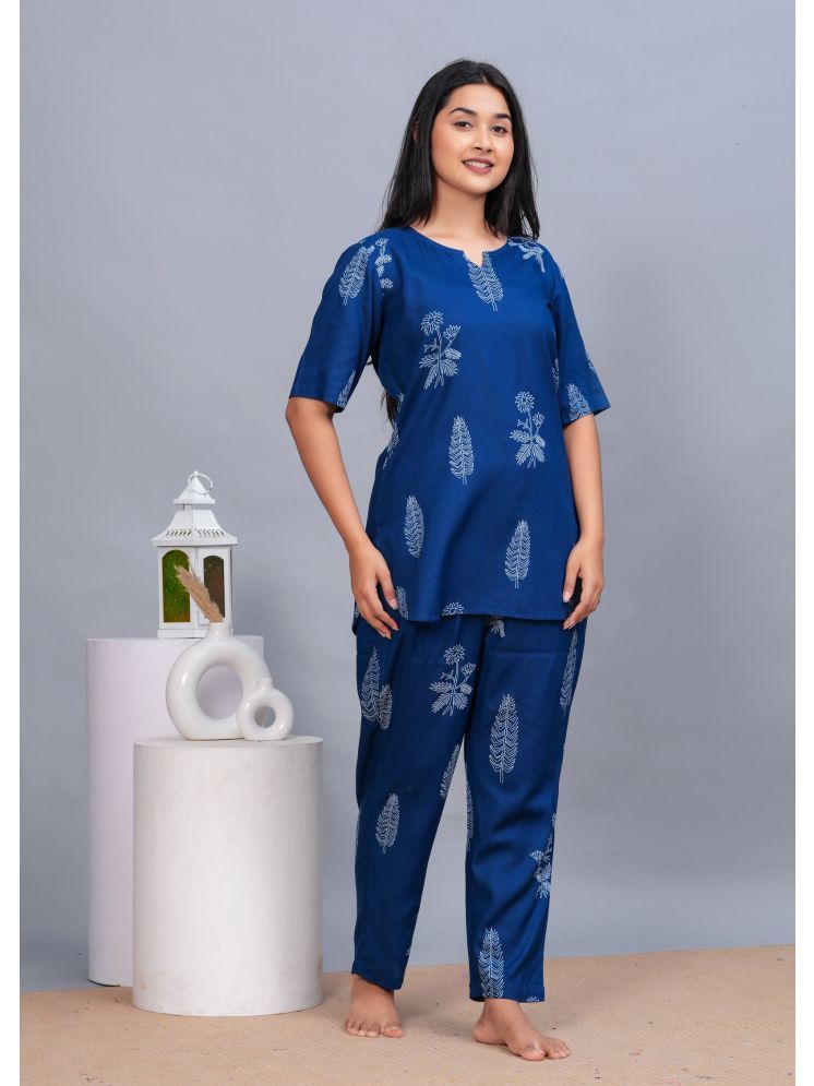     			CTMTEX Blue Rayon Women's Nightwear Nightsuit Sets ( Pack of 1 )