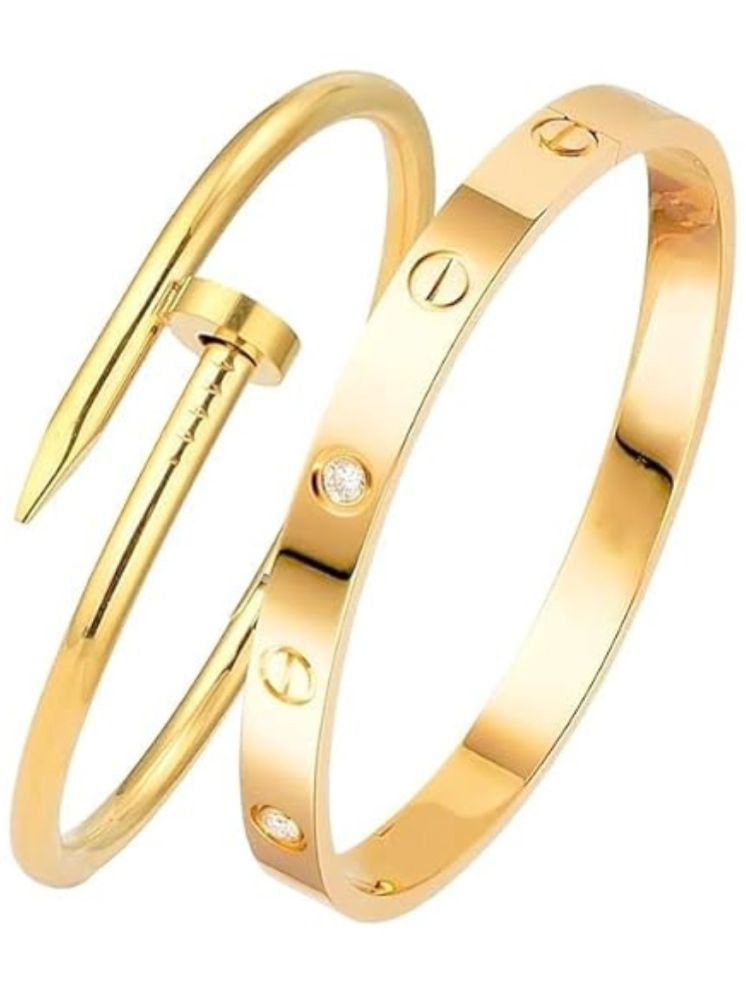     			CUBERN Gold Bangle Set ( Pack of 2 )