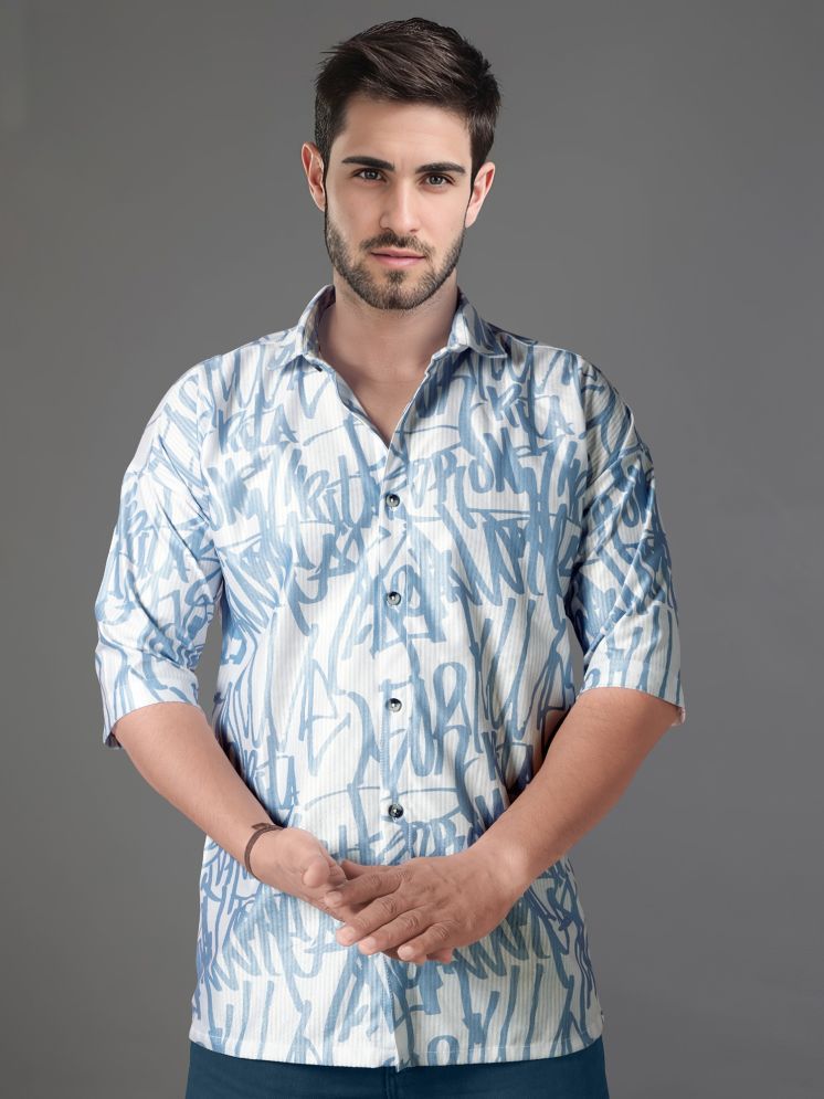     			JB JUST BLACK Cotton Blend Oversized Fit Printed 3/4th Sleeves Men's Casual Shirt - Blue ( Pack of 1 )