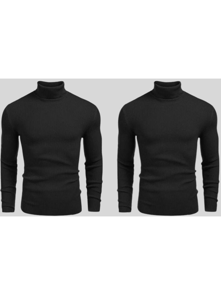     			OLENE Woollen Blend High Neck Men's Full Sleeves Pullover Sweater - Black ( Pack of 2 )