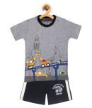 Lazy Shark Pack of 1 Boys Cotton Blend T-Shirt & Shorts ( Gray )