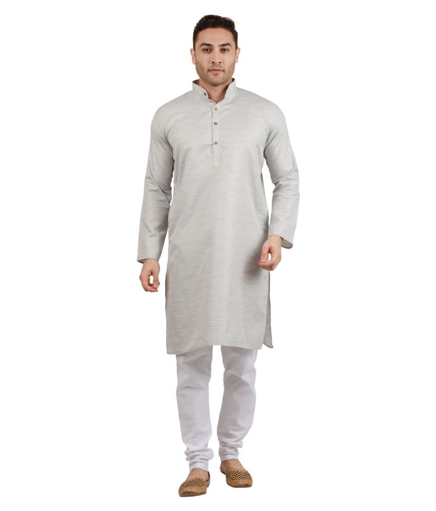     			Maharaja - Silver Cotton Blend Regular Fit Men's Kurta Pyjama Set ( Pack of 1 )