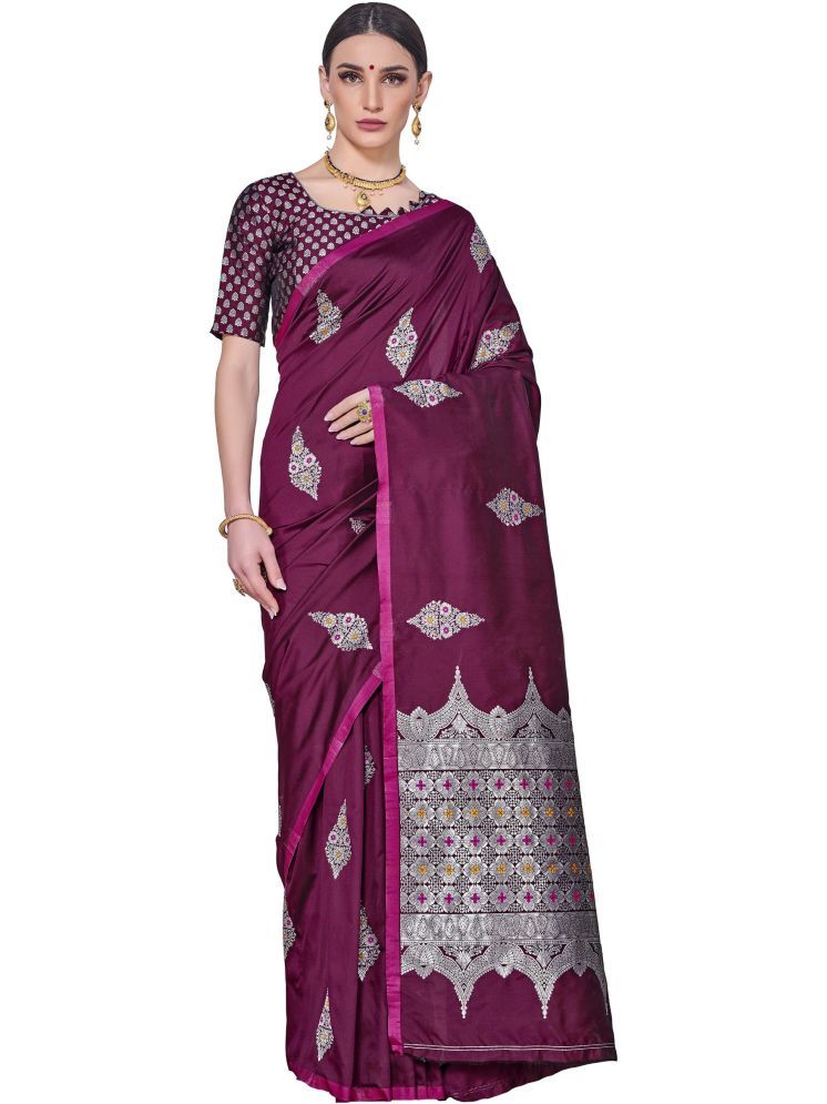     			Sariya Pack of 1 Jacquard Embellished Saree With Blouse Piece ( Wine )