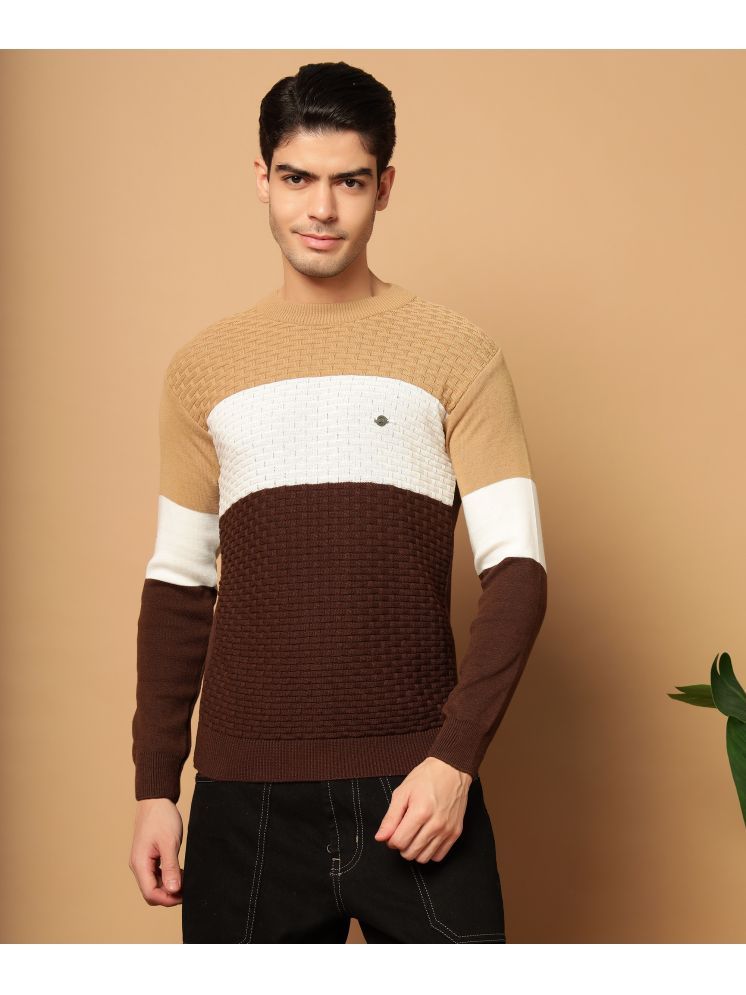     			TWOCRAZIIE Woollen Round Neck Men's Full Sleeves Pullover Sweater - Brown ( Pack of 1 )