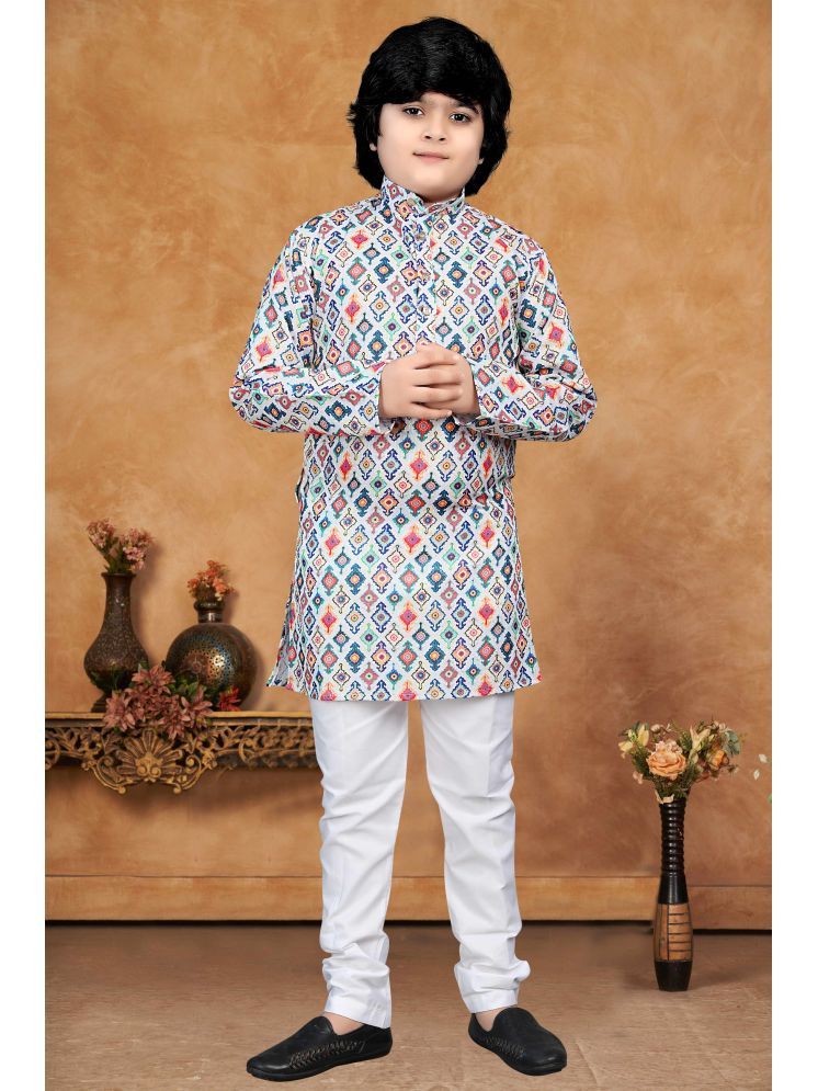     			KC Kunj Creation Boys Cotton Blend Ethnic - Pattern Kurta Pant Set ( Multicolor 1 , Pack of 1 )