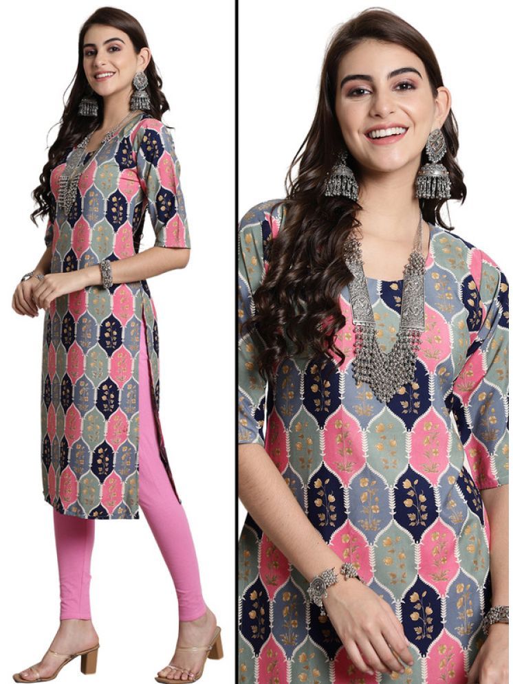     			Ethnic Basket Pack of 1 Crepe Printed Nayra Women's Kurti - ( Multicolor7 )