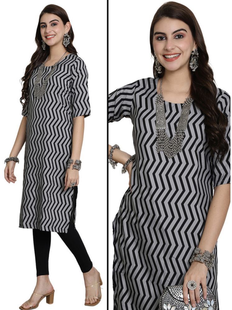     			Ethnic Basket Pack of 1 Crepe Printed Nayra Women's Kurti - ( Black )