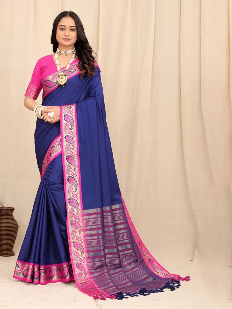     			A TO Z CART Silk Embellished Saree With Blouse Piece - Blue ( Pack of 1 )