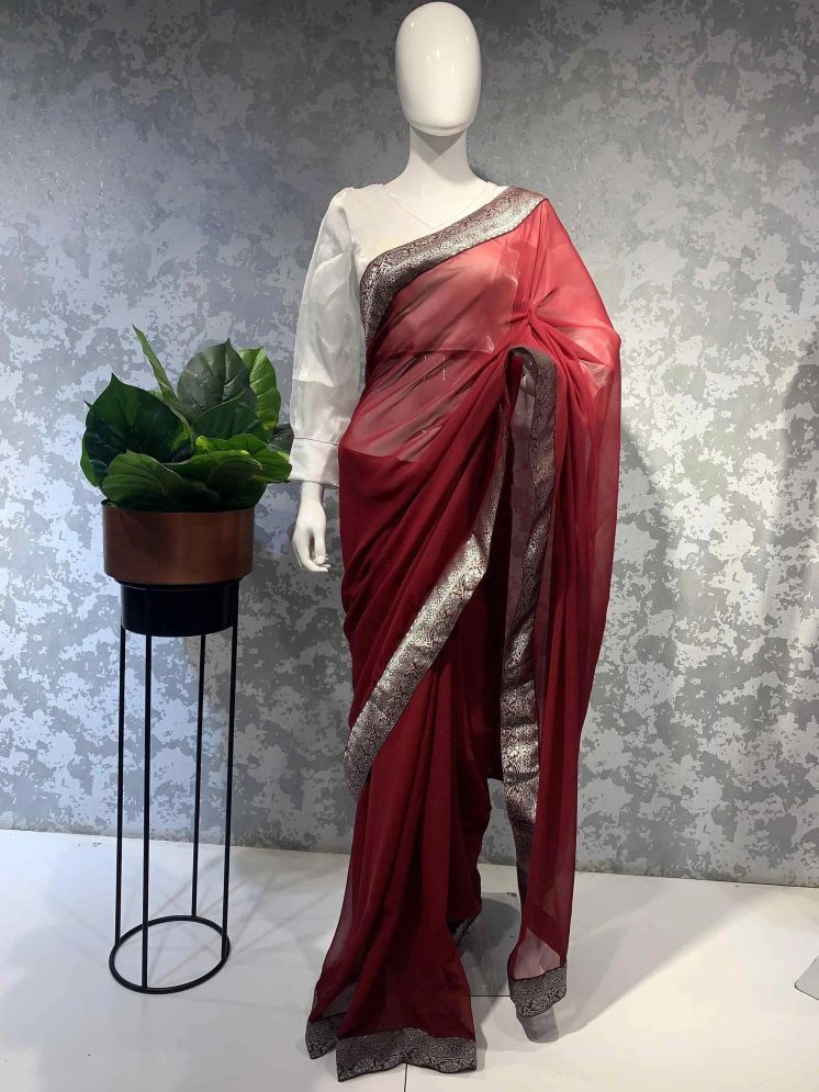     			Aika Banarasi Silk Woven Saree With Blouse Piece - Maroon ( Pack of 1 )