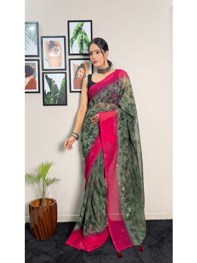     			Aika Georgette Embellished Saree With Blouse Piece - Green ( Pack of 1 )