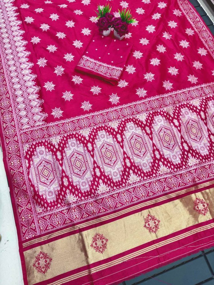     			Aika Jacquard Embellished Saree With Blouse Piece - Pink ( Pack of 1 )