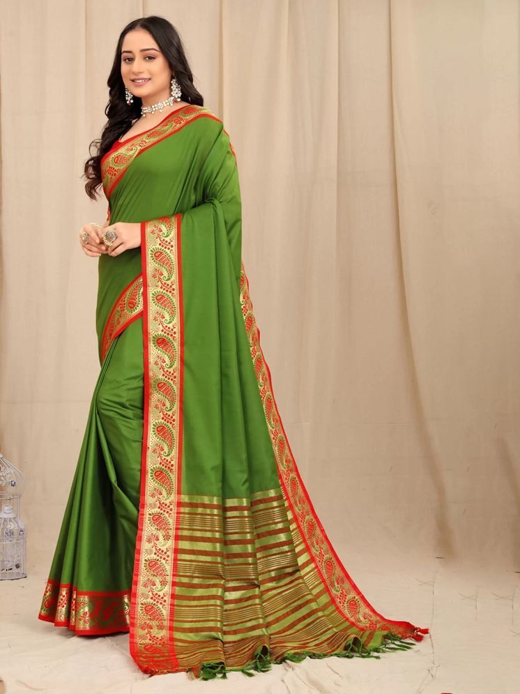     			Aika Silk Embellished Saree With Blouse Piece - LightGreen ( Pack of 1 )