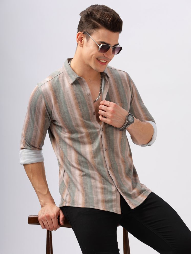     			BULLMER Cotton Blend Regular Fit Printed Full Sleeves Men's Casual Shirt - Brown ( Pack of 1 )