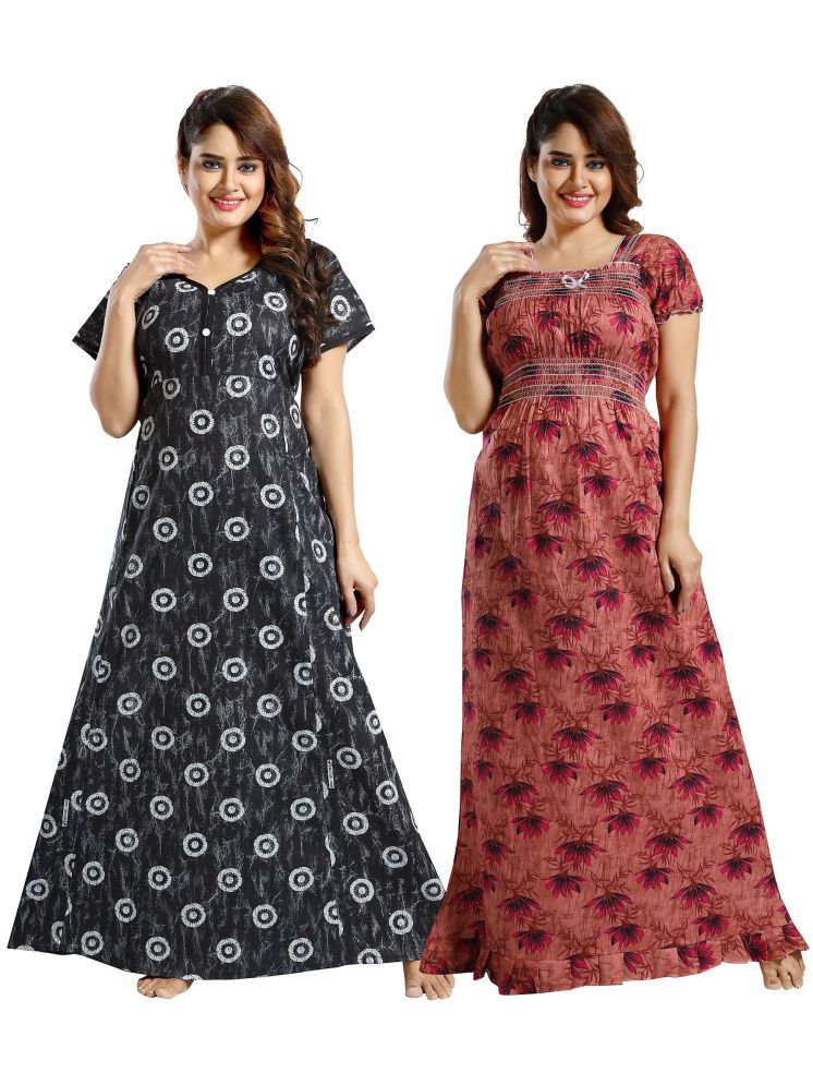     			Cinco Multicolor Cotton Blend Women's Nightwear Night Dress ( Pack of 2 )