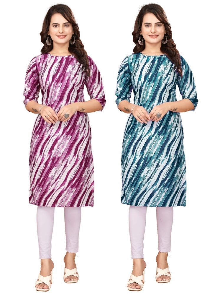     			DESIGNER DREAM Crepe Printed Straight Women's Kurti - Red,Navy Blue ( Pack of 2 )