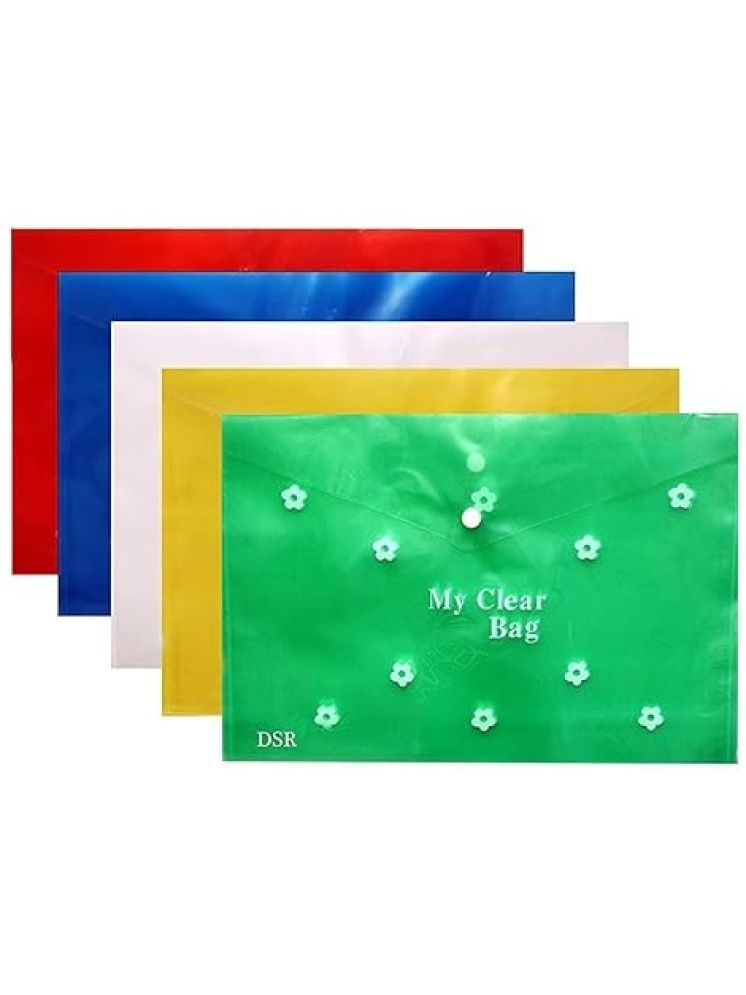     			Eclet Multicolor My Clear Bag Folder ( Pack of 5 )