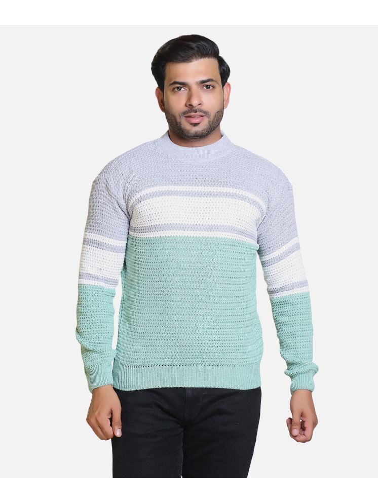     			HeteShe Cotton Blend Round Neck Men's Full Sleeves Pullover Sweater - Teal ( Pack of 1 )